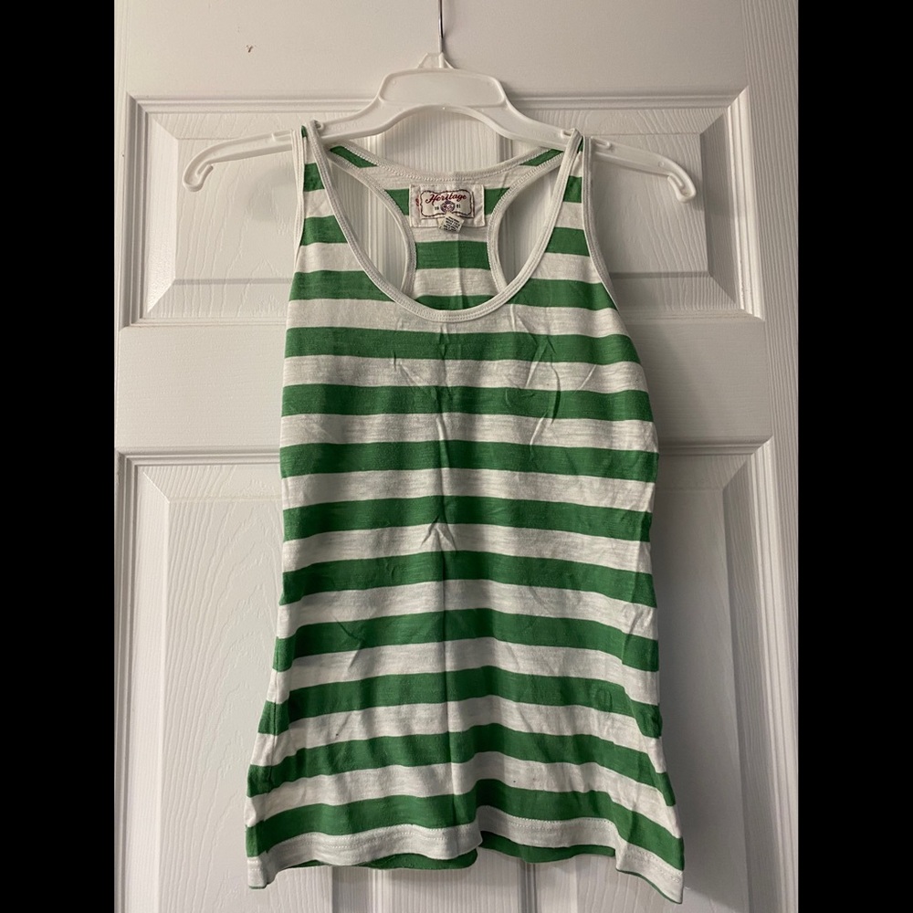 Forever 21 Green White Striped Tank Top (sz S)